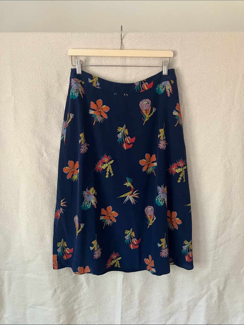 Madewell Tropical A Line Silk Midi Skirt